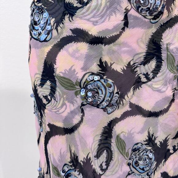 Catherine Malandrino Silk print dress with sequins size S - Picture 6 of 11